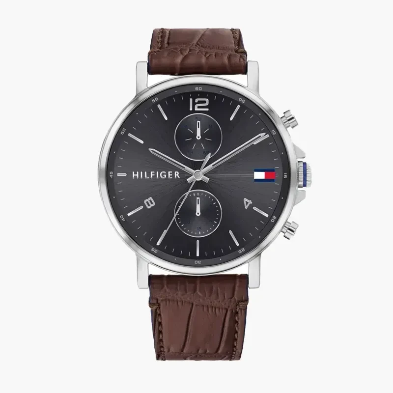 Tommy Hilfiger Kane Grey Dial Leather Men's Watch- 1710416